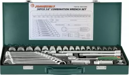 Набор головок торцевых 3/8&quot;DR 6-22мм ключи комбинированные 7-17мм 36предметов Jonnesway S04Н3536S 47394 купить в Ноябрьске