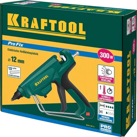 Пистолет клеевой (термоклеящий) &quot;PRO&quot;, KRAFTOOL 06843-300-12, электр, двухкомп корпус, регулятор темп, выход клея 1,5 кг/час, d=12мм, 300Вт 06843-300-12 купить в Ноябрьске