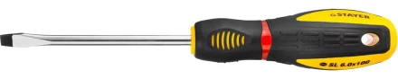 Отвертка STAYER &quot;PROFI&quot; &quot;PROTech&quot;, двухкомп рукоятка, намагниченная, Cr-Mo, SL6,0x100мм 25131-06-10_z02 купить в Ноябрьске