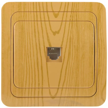 Розетка СВЕТОЗАР &quot;ГАММА&quot; телефонная, одинарная, цвет ольха SV-54117-A купить в Ноябрьске