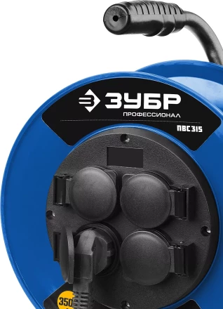 Удлинитель на катушке &quot;ПВС 315&quot;, 40 м, 3500 Вт, 4 гнезда, IP44, ПВС 3х1,5 кв мм, ЗУБР 55081-40 купить в Ноябрьске