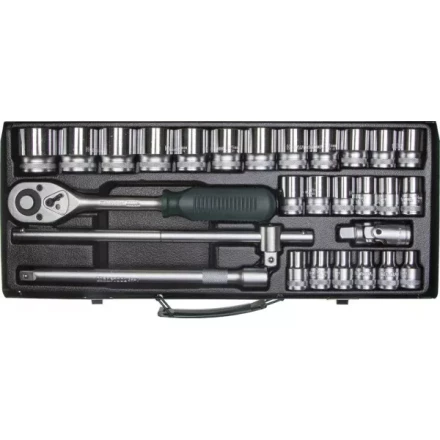 Набор торцовых головок KRAFTOOL &quot;INDUSTRIE QUALITAT&quot; (1/2&quot;) универсальный, Cr-V, металлический кейс, 28 предметов 27892-H28_z01 купить в Ноябрьске