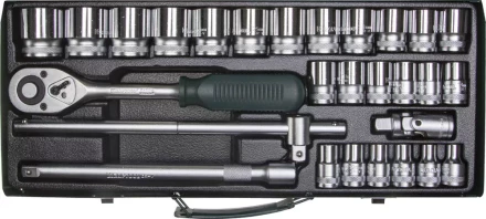 Набор торцовых головок KRAFTOOL &quot;INDUSTRIE QUALITAT&quot; (1/2&quot;) универсальный, Cr-V, металлический кейс, 28 предметов 27892-H28_z01 купить в Ноябрьске