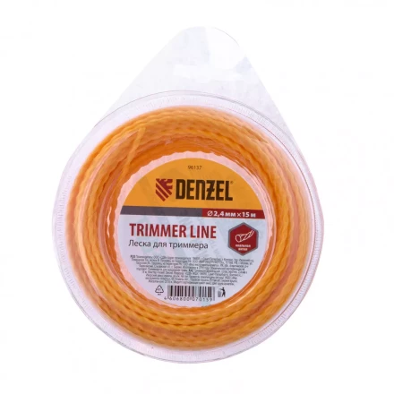 Леска для триммера овальная витая 2,4 мм х 15 м блистер Россия Denzel 96137 купить в Ноябрьске