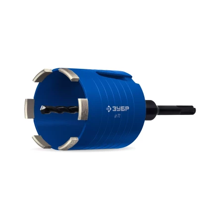 ЗУБР АСК d 72 мм (М16, рабочая глубина 75 мм, лазерная сварка), алмазная сегментная коронка для подрозетников, Профессионал (29875-72) купить в Ноябрьске