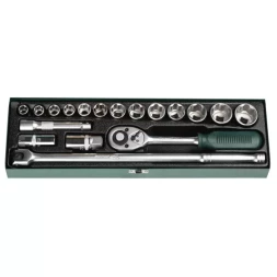 Набор торцовых головок KRAFTOOL &quot;INDUSTRIE QUALITAT&quot; (1/2&quot;) универсальный, Cr-V, металлический кейс, 18 предметов 27892-H18