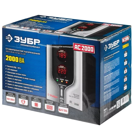 ЗУБР 2000ВА, 2 кВт, автоматический стабилизатор напряжения, Профессионал (59375-2) купить в Ноябрьске