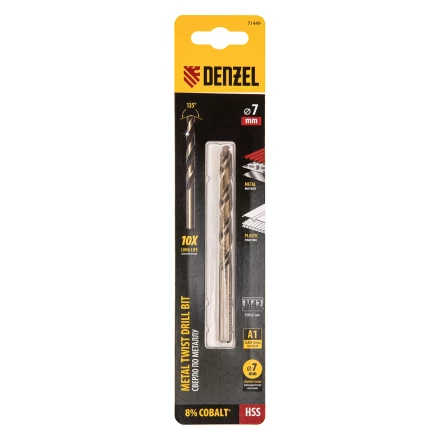 Сверло по металлу, 7 мм, HSS Co-8%// Denzel 71449 купить в Ноябрьске