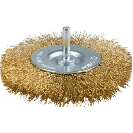 ЗУБР &quot;ЭКСПЕРТ&quot;. Щетка дисковая для дрели, двухрядная, витая латунированная стальная проволока 0,3мм, 100мм 3520-100-2_z01 купить в Ноябрьске