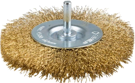 ЗУБР &quot;ЭКСПЕРТ&quot;. Щетка дисковая для дрели, двухрядная, витая латунированная стальная проволока 0,3мм, 100мм 3520-100-2_z01 купить в Ноябрьске