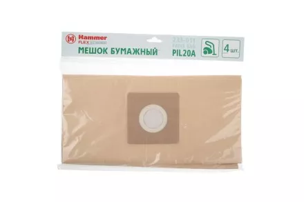 Бумажные мешки HAMMER 233-011 для пылесосов PIL20A (4 шт.) купить в Ноябрьске