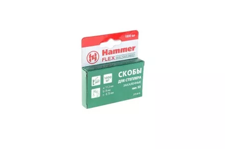Скобы для степлера HAMMER 215-013 8мм, тип 53, 1000 шт. купить в Ноябрьске