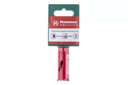 Коронка биметаллическая HAMMER Ф19х38мм 1/2&quot;  BiMETALL (224-001) купить в Ноябрьске