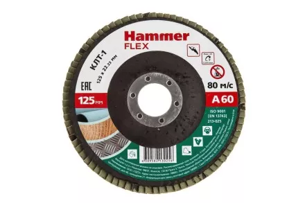 Круг Лепестковый Торцевой (КЛТ) HAMMER КЛТ 1 Ф125х22 Р60 213-025 купить в Ноябрьске