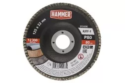 Круг Лепестковый Торцевой (КЛТ) HAMMER КЛТ 1 Ф125х22 Р80 213-026