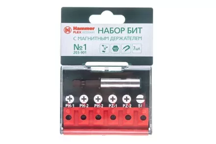 Набор бит HAMMER 25мм (PB набор No1 7шт. Ph/Pz/Sl) купить в Ноябрьске
