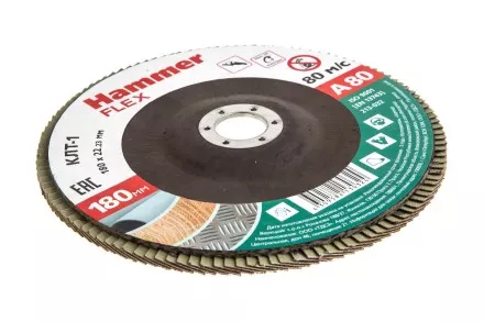Круг Лепестковый Торцевой (КЛТ) HAMMER КЛТ 1 Ф180х22 Р80 213-032 купить в Ноябрьске