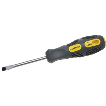Отвертка STAYER &quot;PROFESSIONAL&quot; &quot;MAX-GRIP&quot; слесарная, Cr-V, намагниченная, SL 5,5х75мм 2580-05-075 G купить в Ноябрьске