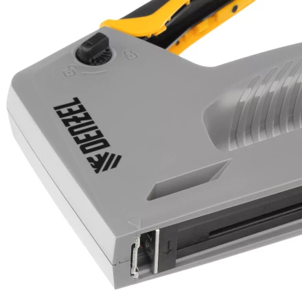 Степлер мебельный Denzel 40213, пластиковый корпус, тип 53, 6-14 мм, тип 300, 15 мм, тип 500, 15 мм купить в Ноябрьске