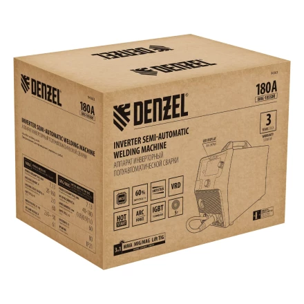Аппарат инвертор. полуавтомат. cварки Denzel IMIG-185SDR 94363, 180 А, ПВ 60%, катушка 5 кг купить в Ноябрьске
