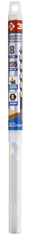 ЗУБР. Сверло по дереву, спираль Левиса, HEX хвостовик, 8х235мм 2948-235-08_z01 купить в Ноябрьске