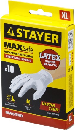 Перчатки STAYER &quot;MASTER&quot; латексные экстратонкие, L, 10шт 11206-L купить в Ноябрьске