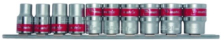 Набор торцевых головок 1/2&quot;, 6-ти гр., CrV, 10шт., 10-22мм Matrix 13557 купить в Ноябрьске