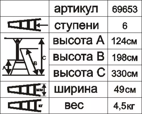 Стремянка алюминиевая Энкор 6 ступеней 69653 купить в Ноябрьске