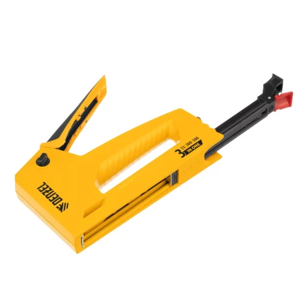 Степлер мебельный Denzel 40214, алюминиевый корпус, тип 53, 6-14 мм, тип 300, 15 мм, тип 500, 15 мм купить в Ноябрьске