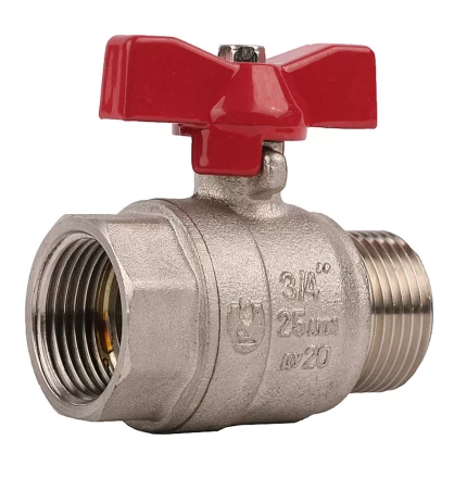 Кран ЗУБР шаровой 3/4&quot; полнопроходной &quot;мама-папа&quot;, бабочка, никелированная латунь 51354-N-3/4 купить в Ноябрьске