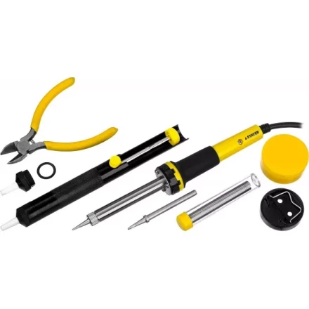 Набор STAYER &quot;PROFI&quot; для паяльных работ, паяльник 55300 + подставка + припой + жало сменное + шприц + насадка на жало + канифоль + кусачки, 60 Вт 55314-60-H8 купить в Ноябрьске