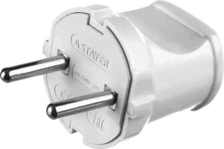 Вилка MAXElectro электрическая, 6А/220В, белая, STAYER 55150-W купить в Ноябрьске