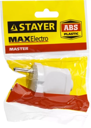 Вилка MAXElectro электрическая, 6А/220В, белая, STAYER 55150-W купить в Ноябрьске
