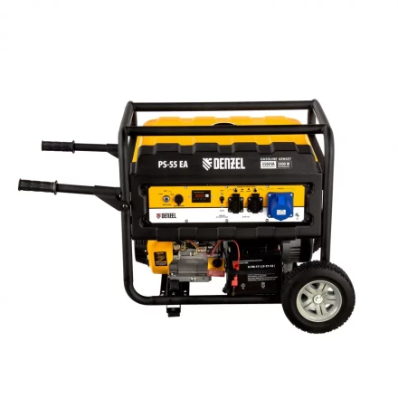 Генератор бензиновый PS 55 EA, 5.5 кВт, 230 В, 25 л, коннектор автоматики 5 PIN, электростартер Denzel 9468743 купить в Ноябрьске