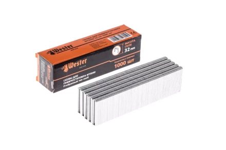 Скобы для степлера WESTER 826-019 32 мм, тип 18GA, 1000 шт. купить в Ноябрьске