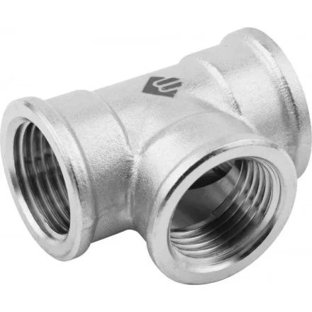 Тройник ЗУБР &quot;ЭКСПЕРТ&quot;, никелированная латунь, г/г/г, 1/2&quot; 51252-1/2 купить в Ноябрьске