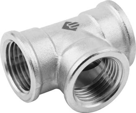 Тройник ЗУБР &quot;ЭКСПЕРТ&quot;, никелированная латунь, г/г/г, 1/2&quot; 51252-1/2 купить в Ноябрьске