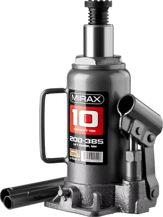 Домкрат гидравлический бутылочный, 10т, 200-385 мм, MIRAX 43260-10 43260-10 купить в Ноябрьске