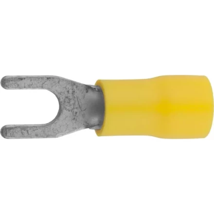 Наконечник СВЕТОЗАР для кабеля, изолированный, с вилкой, желтый, вн. d 4,3мм, под болт 8мм, провод 4-6мм2, 48А, 10шт 49420-60 купить в Ноябрьске