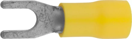 Наконечник СВЕТОЗАР для кабеля, изолированный, с вилкой, желтый, вн. d 4,3мм, под болт 8мм, провод 4-6мм2, 48А, 10шт 49420-60 купить в Ноябрьске