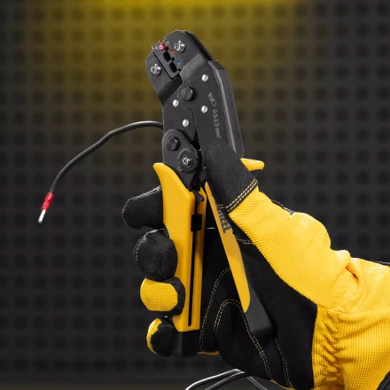 Клещи для обжима Denzel 17747 изолир. наконечников НКИ и НВИ, разъемов РПИ, гильз ГСИ, 0,5 - 2,5 мм2 купить в Ноябрьске