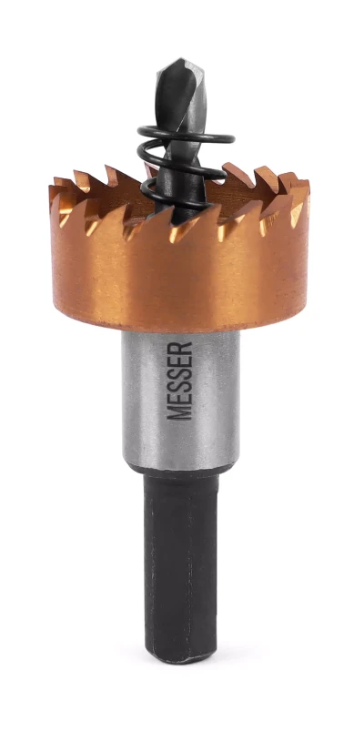 HSS-TiN коронка MESSER 26мм с центр. сверлом и толкающей пружиной для лист. материала до 2 мм ц/х