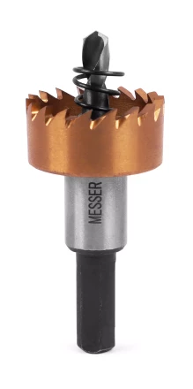 HSS-TiN коронка MESSER  26мм с центр. сверлом и толкающей пружиной для  лист. материала  до 2 мм ц/х купить в Ноябрьске