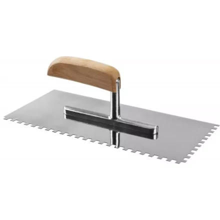 Гладилка нержавеющая ЗУБР &quot;ПРОФЕССИОНАЛ&quot; с деревянной ручкой, зубчатая, 6х6мм, 130х280мм 0806-06_z01 купить в Ноябрьске