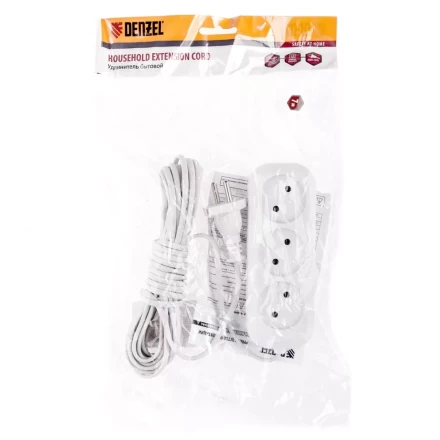 Удлинитель бытовой без заземления 7 м 3 розетки 6 А серия УХ6 Denzel 95928 купить в Ноябрьске