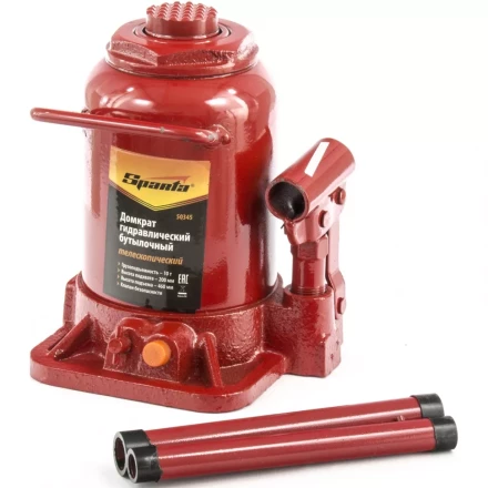 Домкрат бутылочный телескопический SPARTA 10 т h подъема 200–460 мм 50345 купить в Ноябрьске