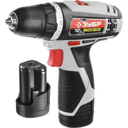 Дрель-шуруповерт ЗУБР "МАСТЕР", Литий-ион, 2 скорости, реверс, 12В, 1.5 А/ч, 10 мм, 0-360 / 0-1400 об/мин, 2 АКБ, БЗУ, блокировка шпинделя ДА-12-2-Ли КНМ1 купить в Ноябрьске
