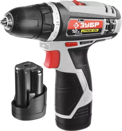 Дрель-шуруповерт ЗУБР "МАСТЕР", Литий-ион, 2 скорости, реверс, 12В, 1.5 А/ч, 10 мм, 0-360 / 0-1400 об/мин, 2 АКБ, БЗУ, блокировка шпинделя ДА-12-2-Ли КНМ1 купить в Ноябрьске