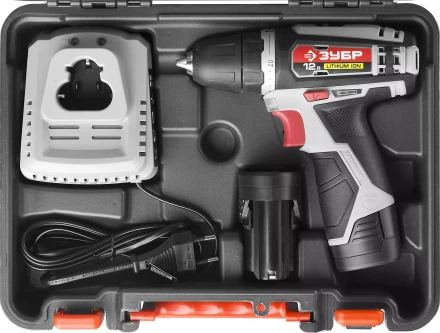 Дрель-шуруповерт ЗУБР "МАСТЕР", Литий-ион, 2 скорости, реверс, 12В, 1.5 А/ч, 10 мм, 0-360 / 0-1400 об/мин, 2 АКБ, БЗУ, блокировка шпинделя ДА-12-2-Ли КНМ1 купить в Ноябрьске