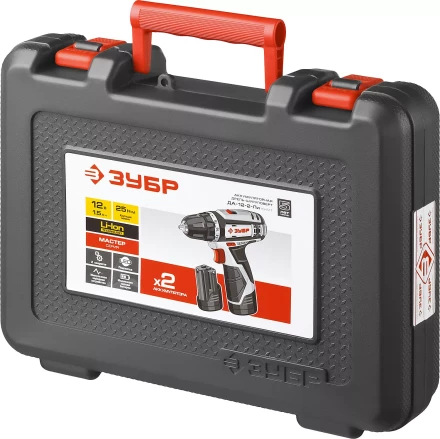 Дрель-шуруповерт ЗУБР "МАСТЕР", Литий-ион, 2 скорости, реверс, 12В, 1.5 А/ч, 10 мм, 0-360 / 0-1400 об/мин, 2 АКБ, БЗУ, блокировка шпинделя ДА-12-2-Ли КНМ1 купить в Ноябрьске